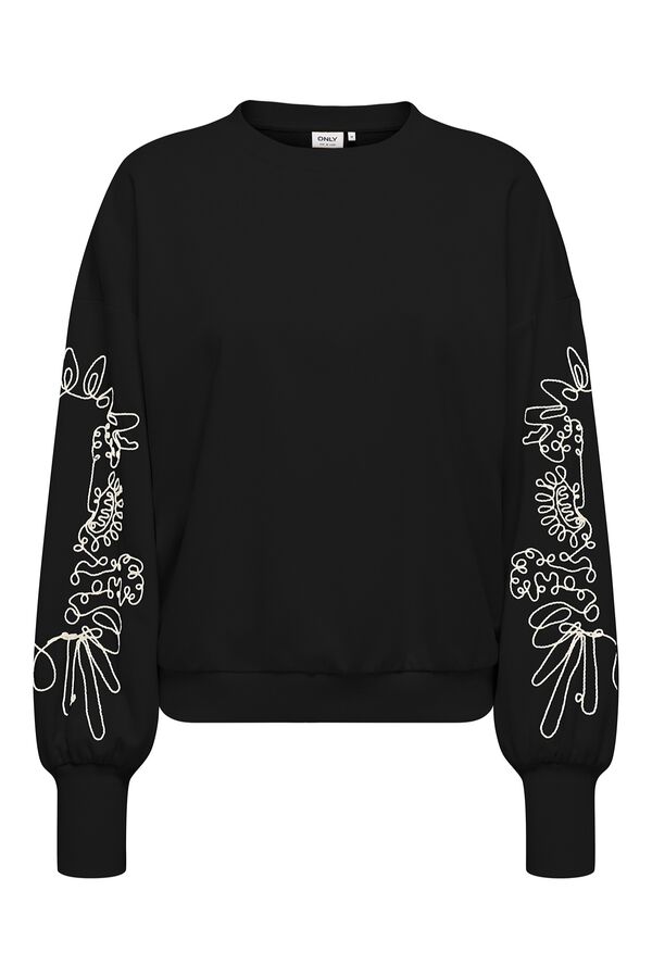 Only Sweatshirt mit Stickereidetails Schwarz