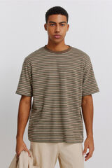 Springfield Textured striped T-shirt nude