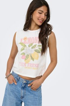 Only T-shirt comprida gola redonda