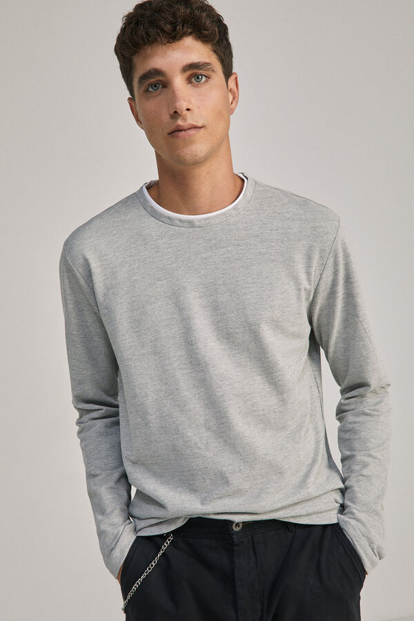 Springfield Long-sleeved piqué T-shirt  gray