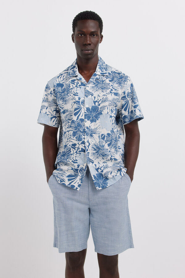 Springfield Bermude od chambray tkanine udobnog slim fit kroja Plava