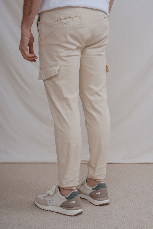 Celopman Cal&ccedil;as chino cargo bege