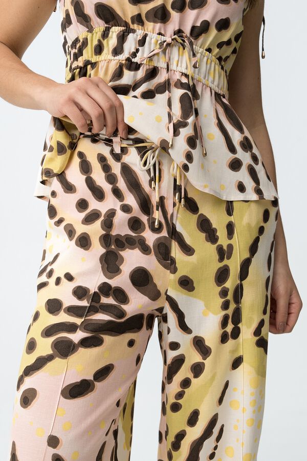 Tiffosi Pantalones wide leg estampados blanco