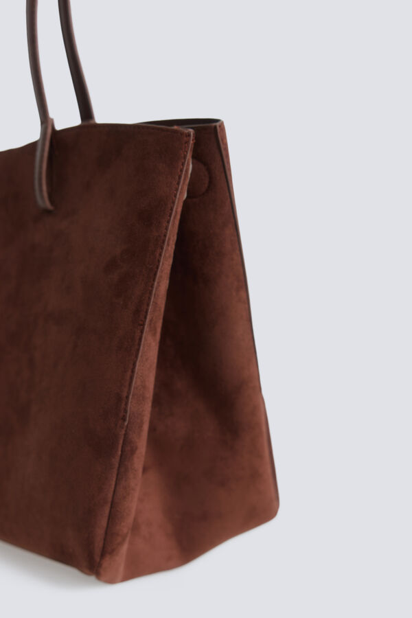 Springfield Mala tote bag efeito camur&ccedil;a castanho