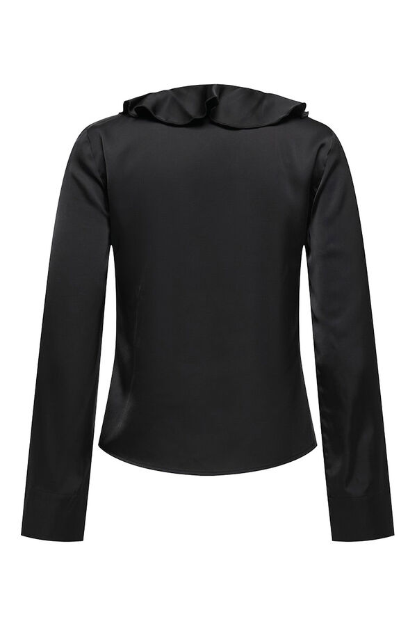 Only Satin-Finish blouse with ruffle black