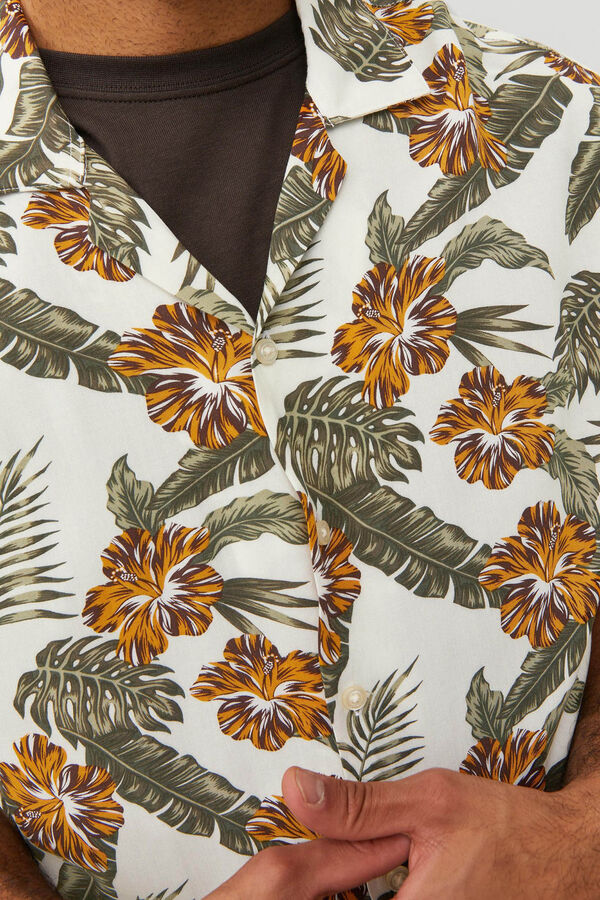 Springfield Hemd mit kurzen Ärmeln und Blumen-Print  blanco