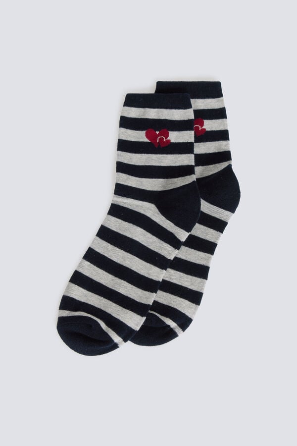 Springfield Long striped hearts sock grey