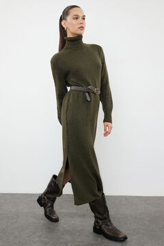 Trendyol Vestido midi cuello alto abertura