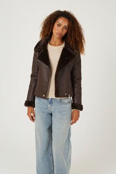 Brave Soul Chaqueta biker efecto piel con pelo