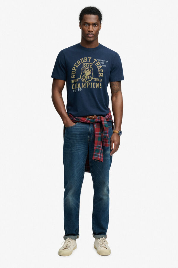 Superdry University graphic short-sleeved T-shirt blue