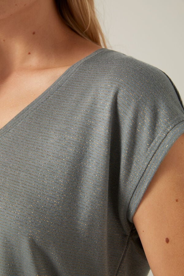 Springfield Essential lurex short-sleeved T-shirt gray