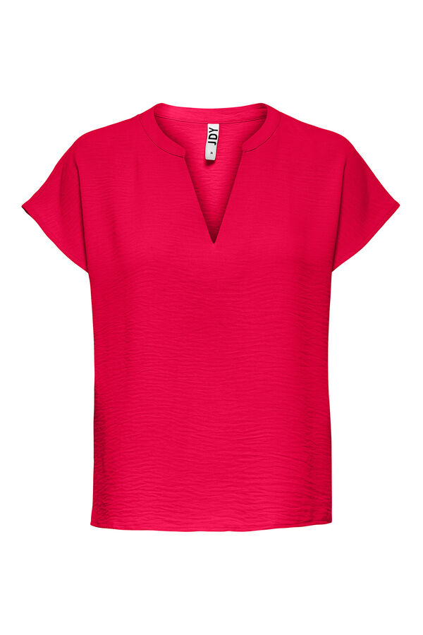 JDY Blusa de linho de manga curta vermelho
