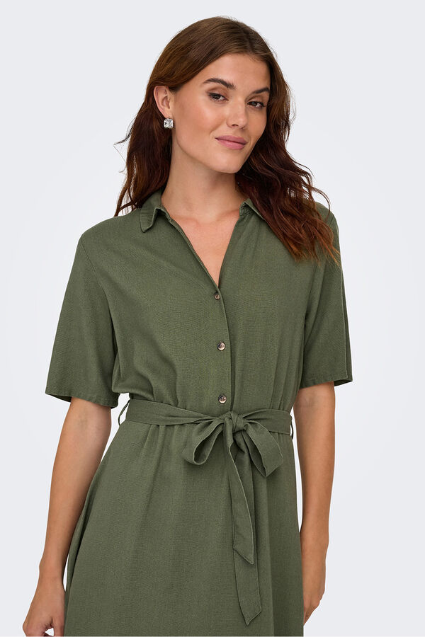 JDY Vestido midi lino verde