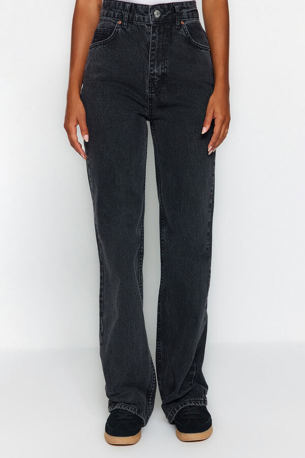 Trendyol Cal&ccedil;a jeans masculina comum cinzento