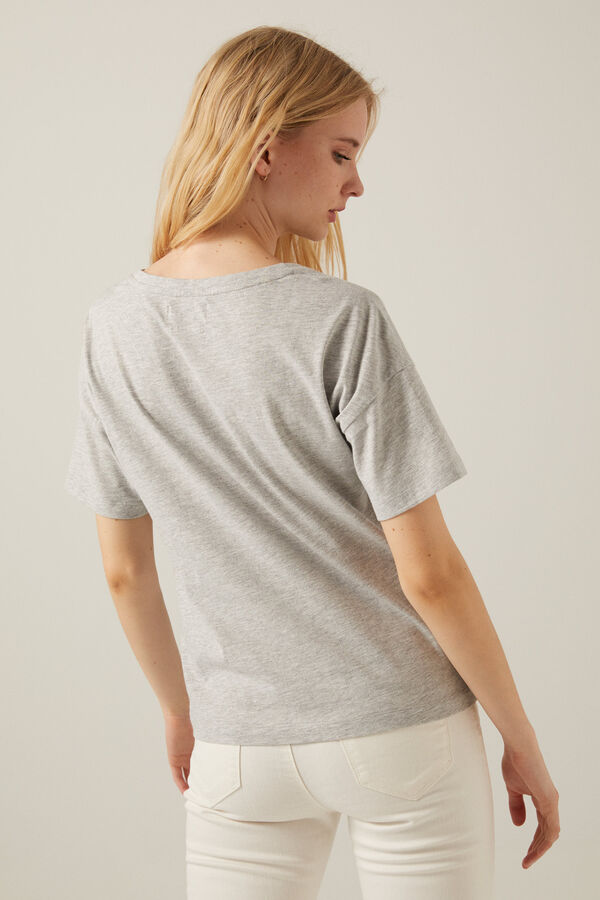 Springfield T-shirt decote em V algodão orgânico cinza