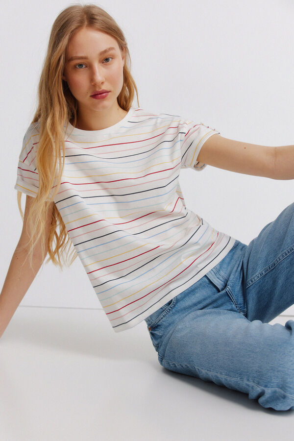 Springfield Striped short sleeve T-shirt brown