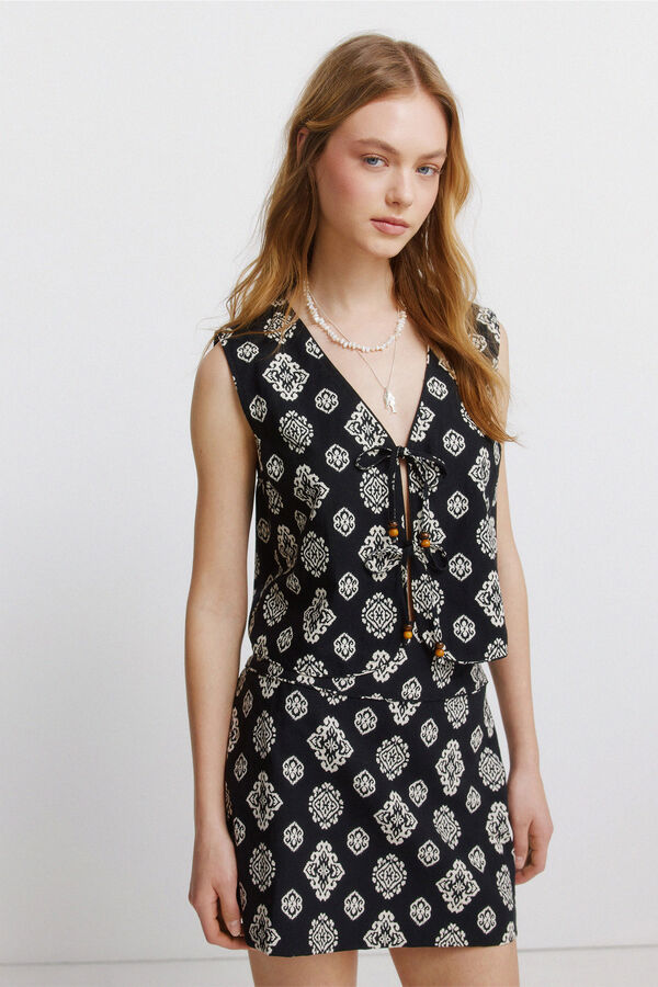 Springfield Ethnic print gilet black