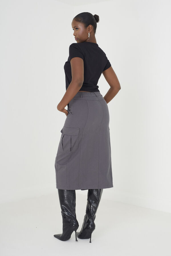 Brave Soul Falda vaquera midi gris