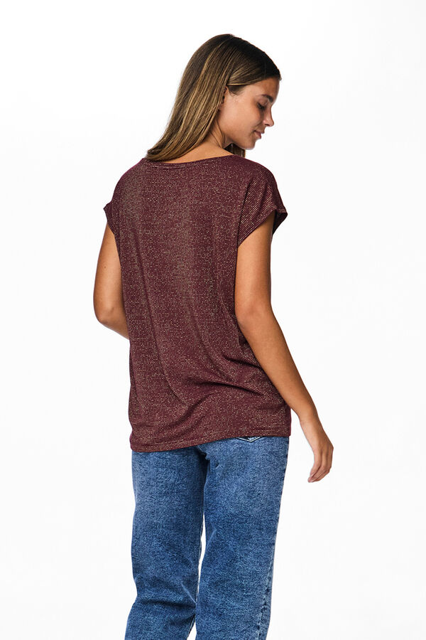 Pieces Lurex V T-shirt red