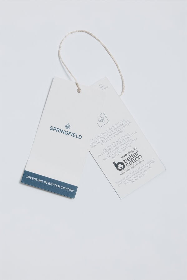 Springfield Polo de rugby avec textes en coupe carr&eacute;e bleu