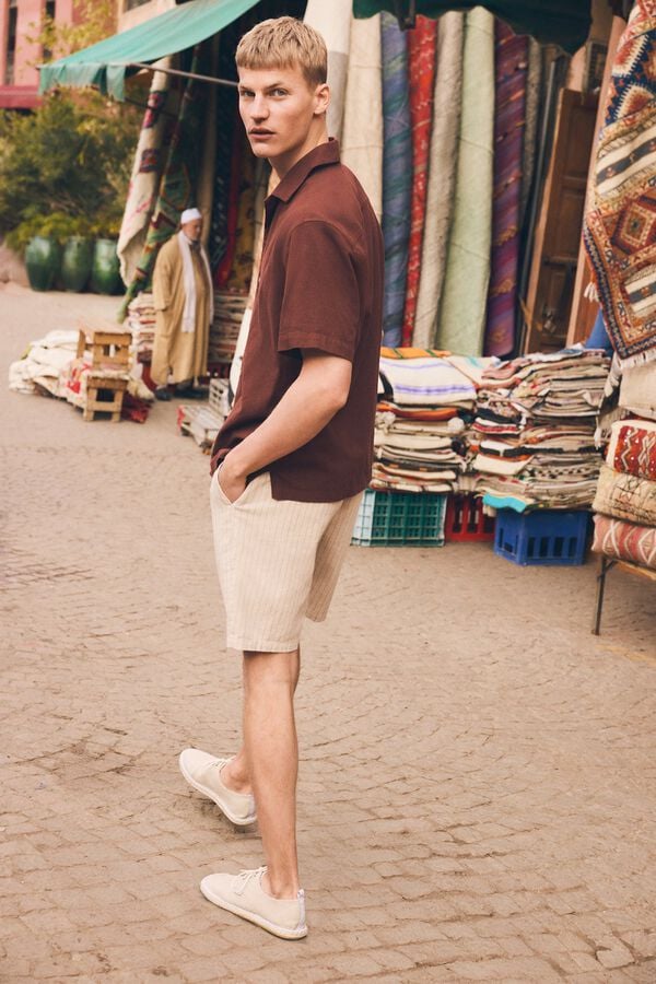 Springfield Linen bowling short sleeve shirt red