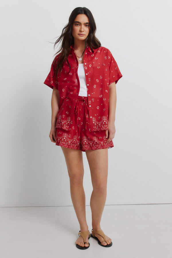 Springfield Short algod&oacute;n estampado naranja