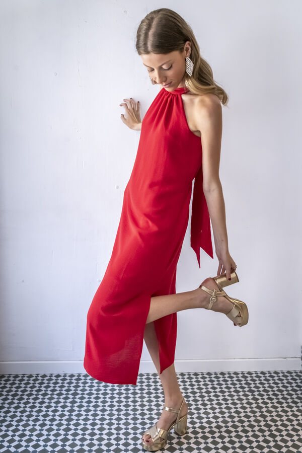 Cul Sac Vestido midi recto rojo