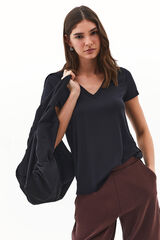 Oxxo T-shirt de gola em bico preto