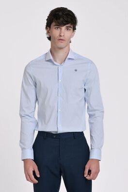 Camisa de rayas con cuello a contraste