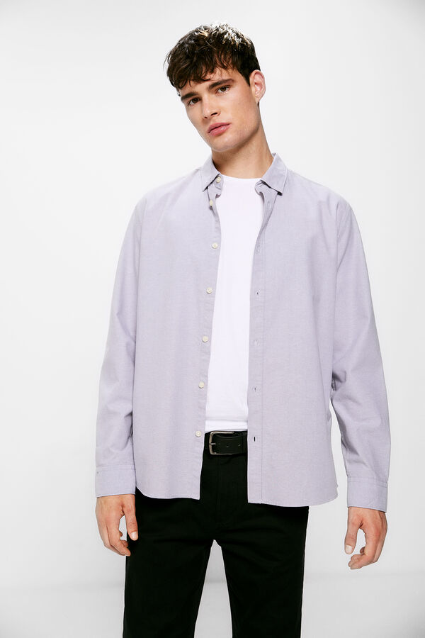 Springfield Pinpoint shirt with elbow patches grey