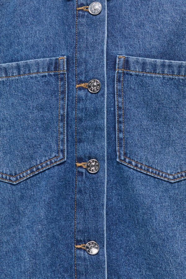 Only Girls Denim shirt with fringes blue