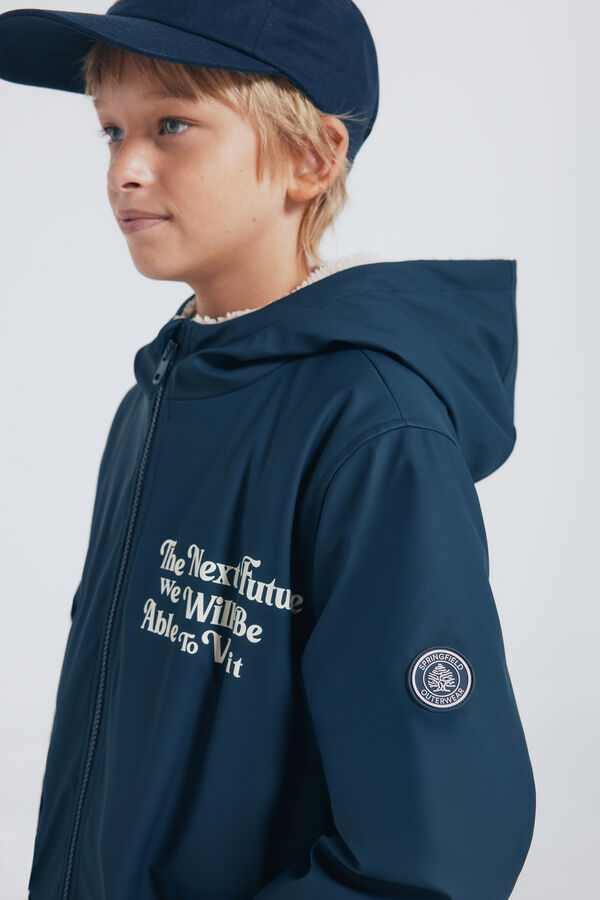 Springfield Kids Parka azul marinho com frase para criança azul
