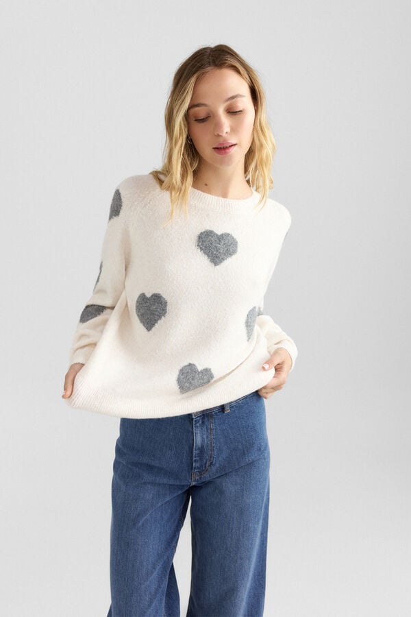 Springfield Heart print jumper beige
