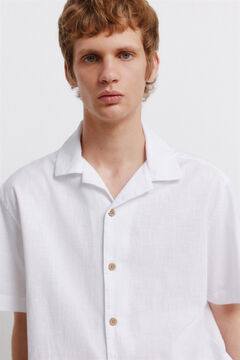 Springfield Linen-look short sleeve bowling shirt