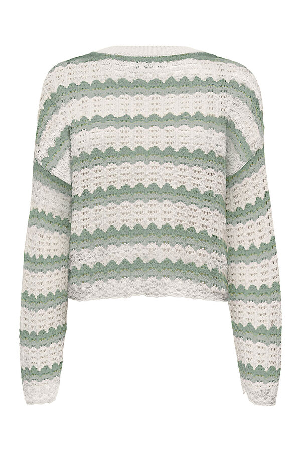 Only long sleeve openwork sweater beige