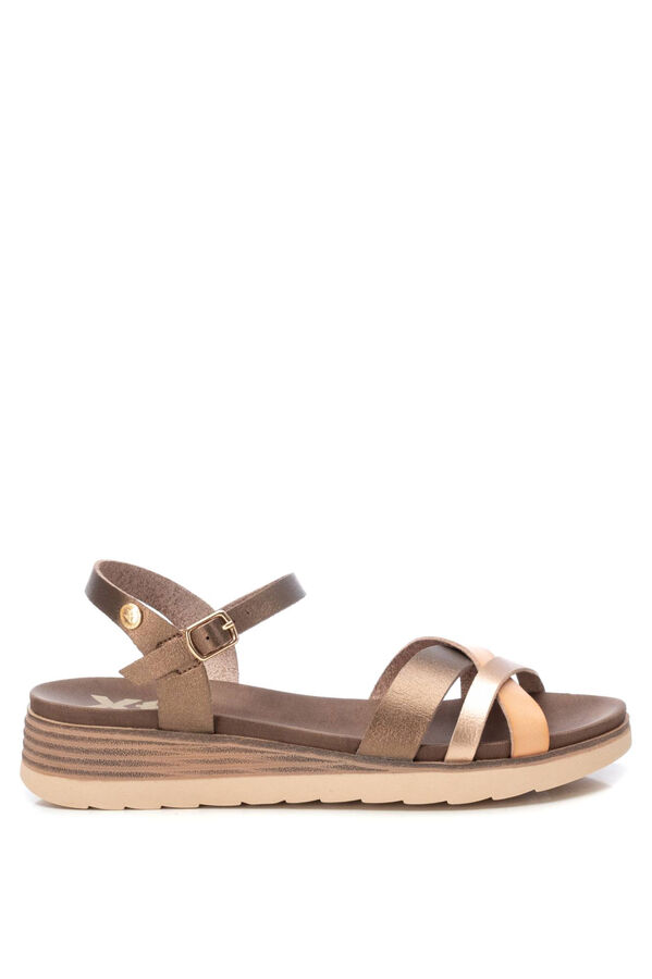 XTI Intertwined strap wedge sandal brown