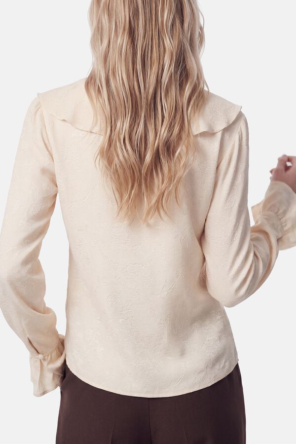 Pieces Ruffle 3/4 sleeve blouse beige