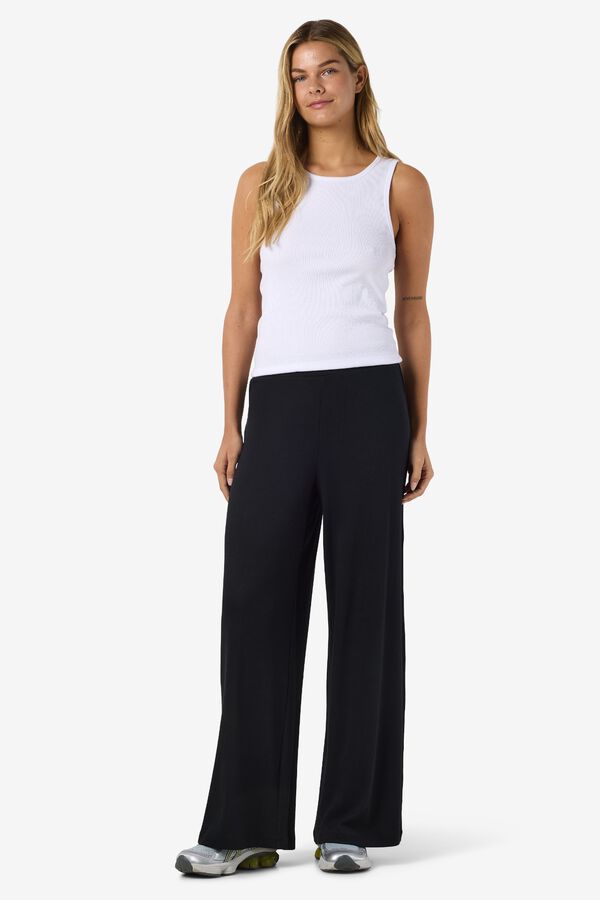 Noisy May Pantal&oacute;n wide leg de punto canal&eacute; negro