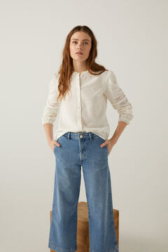 Springfield Romantische Bluse Crochet-Details ecru