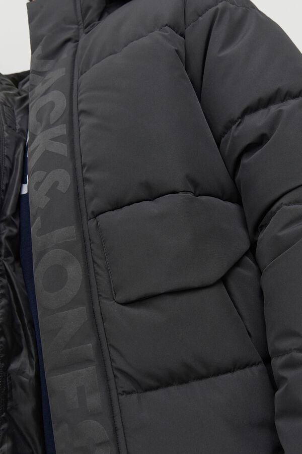 Jack & Jones Junior Puffer jacket with hood black