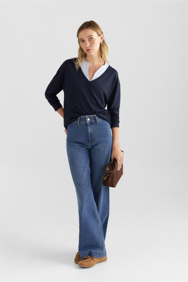 Springfield Two-fabric jumper blue