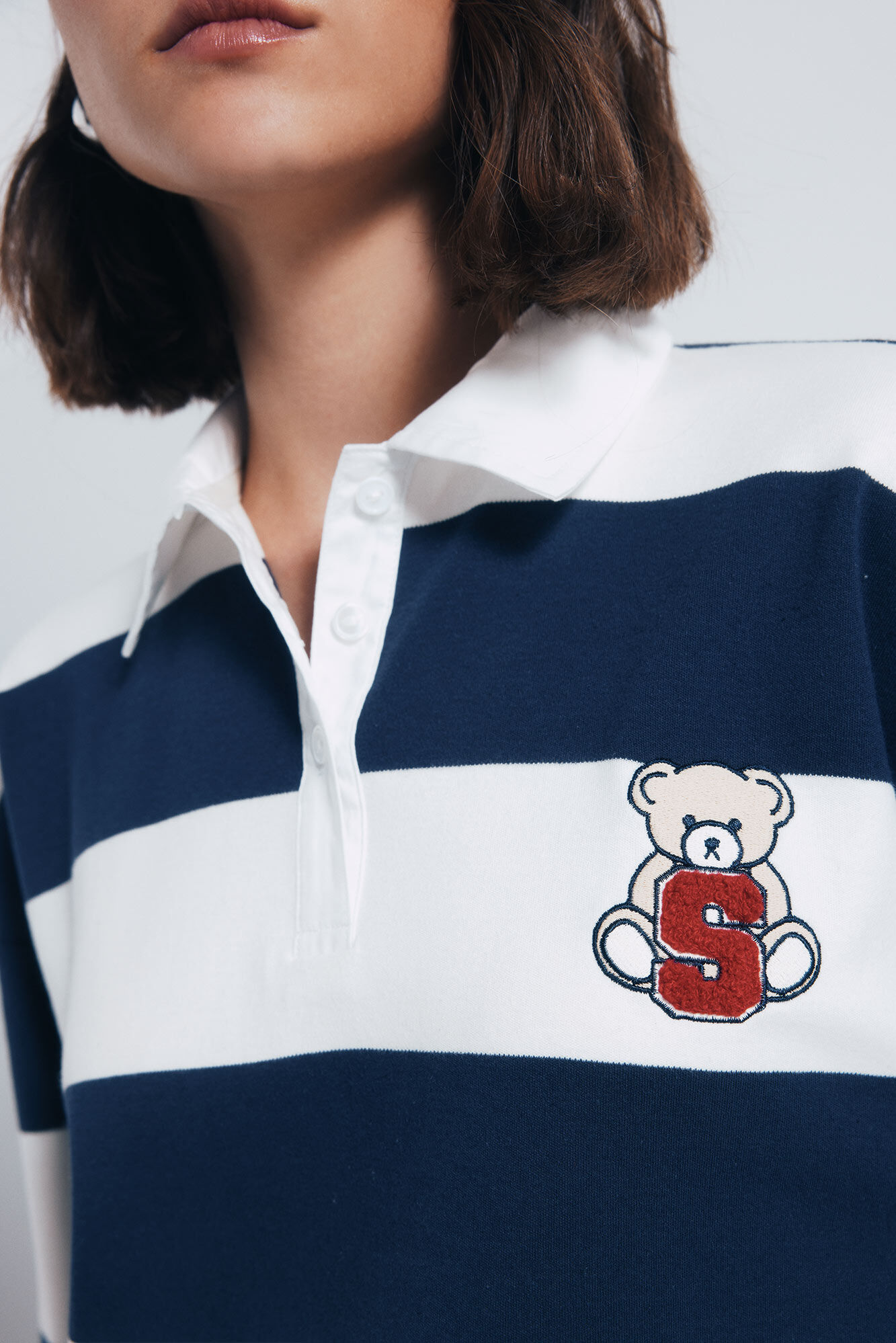 Springfield striped polo with embroidered detail