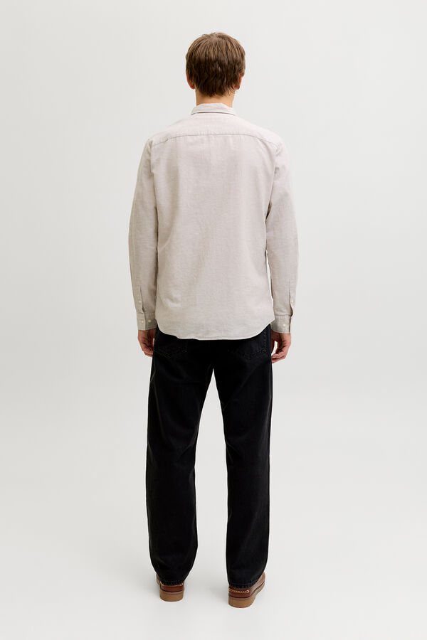 JJ REBEL Linen regular fit shirt grey