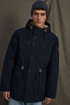 Springfield Hooded parka with faux shearling navy