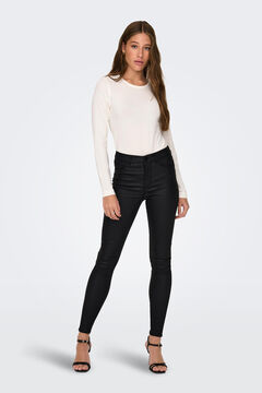Springfield High rise coated skinny jeans black