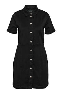 Noisy May Vestido vaquero corto de manga corta con abotonado frontal y bolsillos.