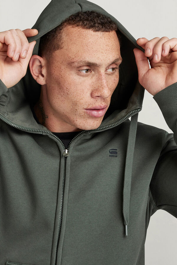 G-STAR Sweatshirt com fecho-&eacute;clair e fecho de capuz cinzento
