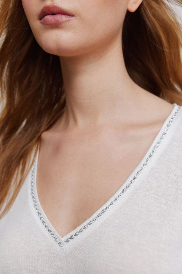 Springfield T-shirt &agrave; manches courtes col en V blanc