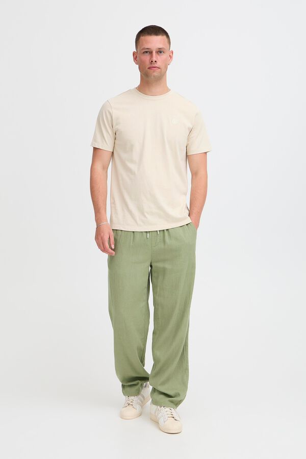 Blend Pantal&oacute;n de lino kaki