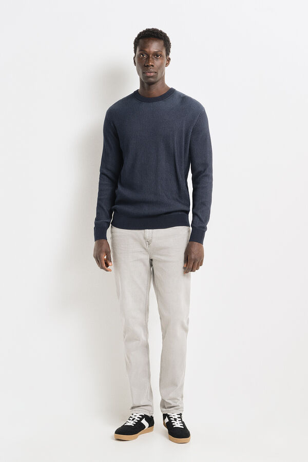 Springfield Two-tone textured jumper indigo-plava